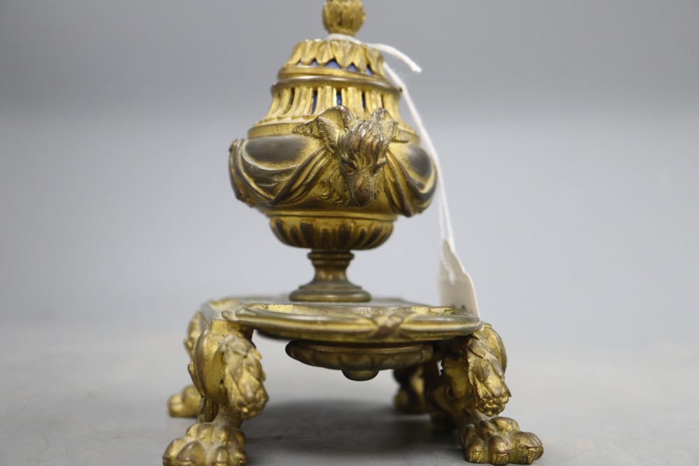 A French ormolu inkwell, height 13cm